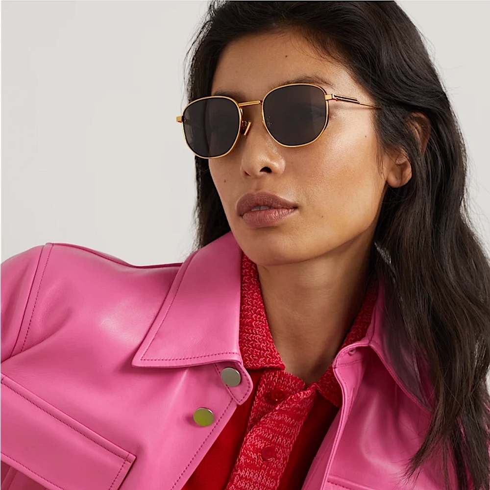 BOTTEGA VENETA EYEWEAR
Round-frame gold-tone sunglasses